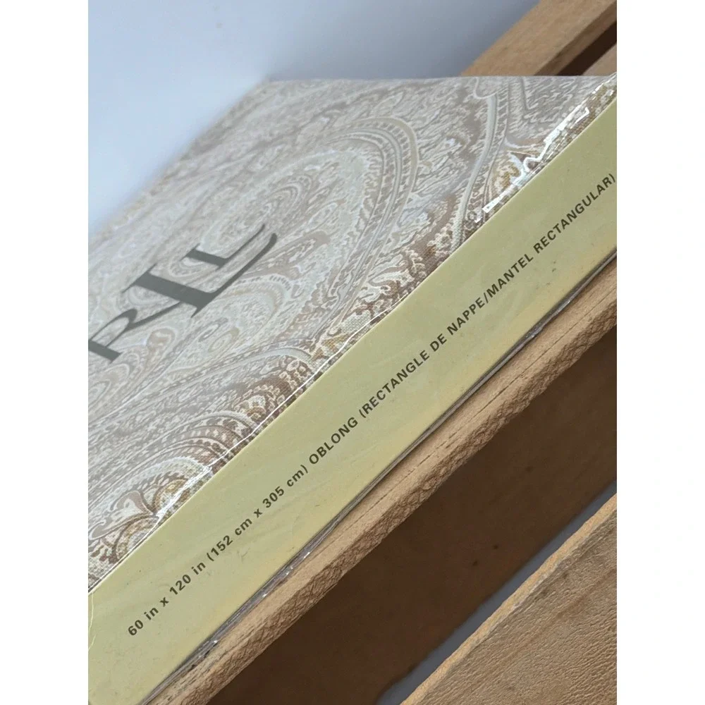Ralph Lauren Home Fenton Paisley Tablecloth Cream Tan 60x120 Oblong‎ Cotton NEW